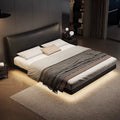 Luxury Leather Crossant Floating Bed